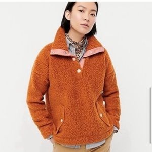 J Crew Snap Collar Polartec Vintage Fleece Pullover in Adobe Size Small NWT